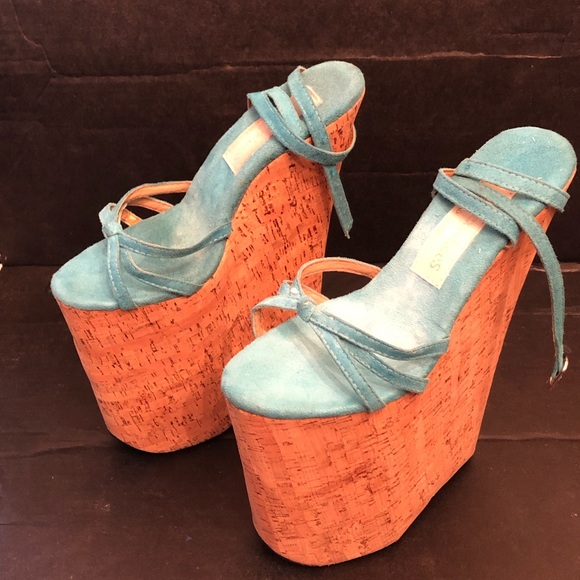 Pleaser Shoes Womens Inch Custom Cork Wedge Heels Size 10 Poshmark